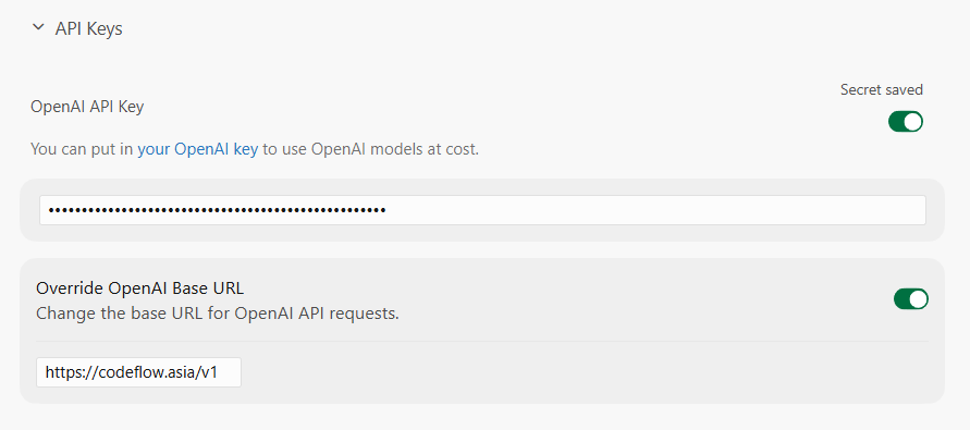 Cursor API Keys 配置